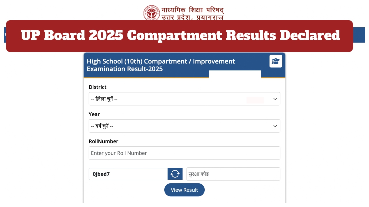 Uttar Pradesh Board 2025 Compartment Results Declared How to Check Class 10 Score Using Roll Number